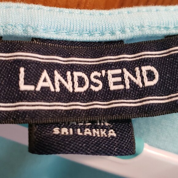 Lands' End Women's Aqua Blue Hi-Low Cotton Blend Short Sleeve Top, Size: 1X - Picture 14 of 16